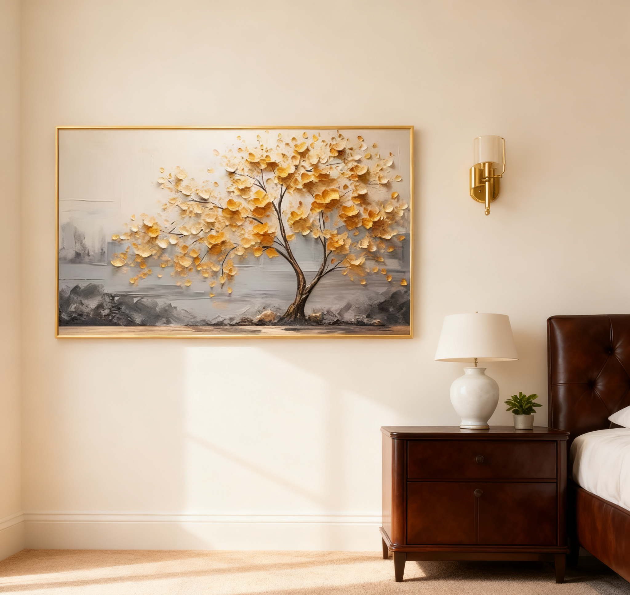 Golden Blossom Tree Art - Textured Wall Decor #BGM 010