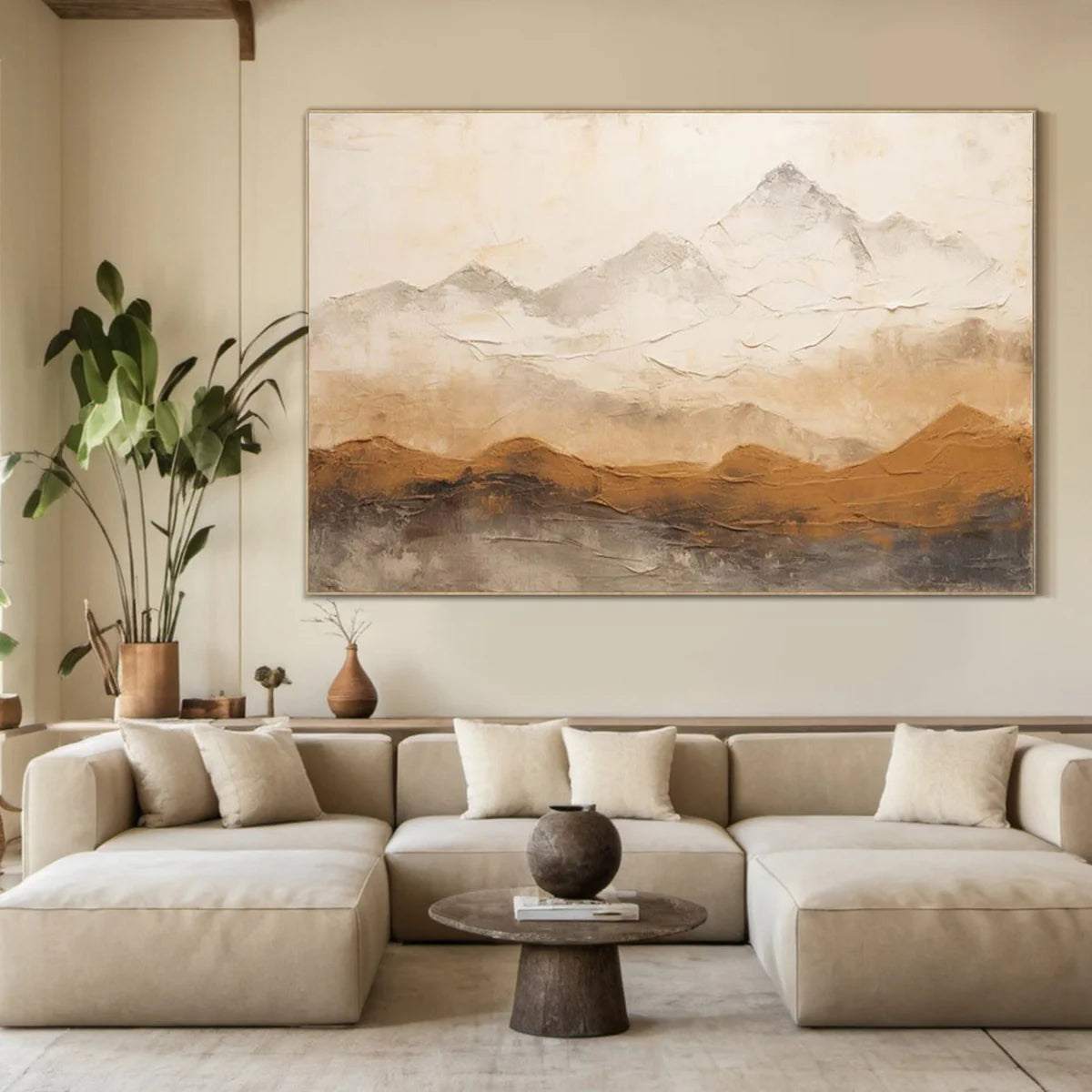 Earthy Peaks Contemporary Textured Mountain Wall Art #BGA 153