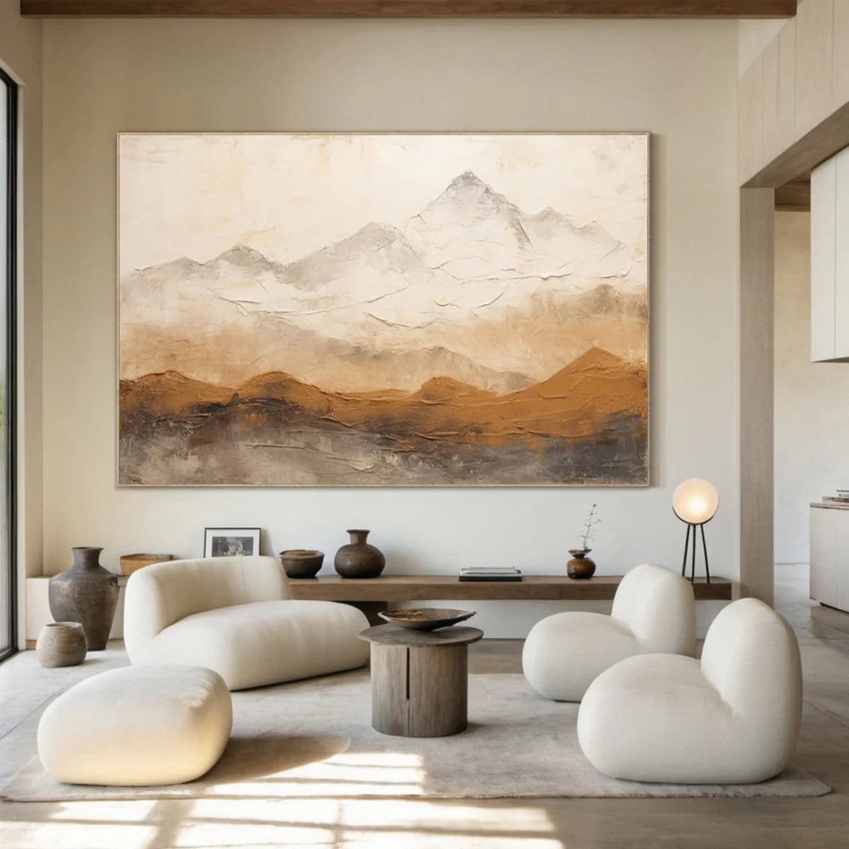 Earthy Peaks Contemporary Textured Mountain Wall Art #BGA 153