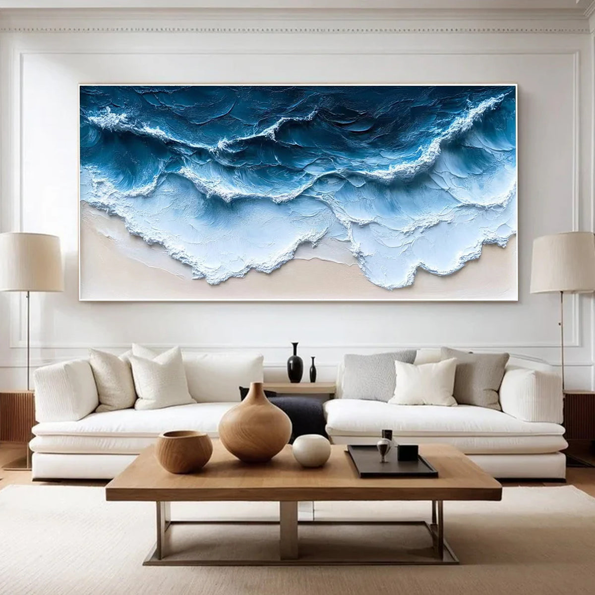 Ocean-themed oil painting wall decoration, hand-painted abstract artwork OP#011