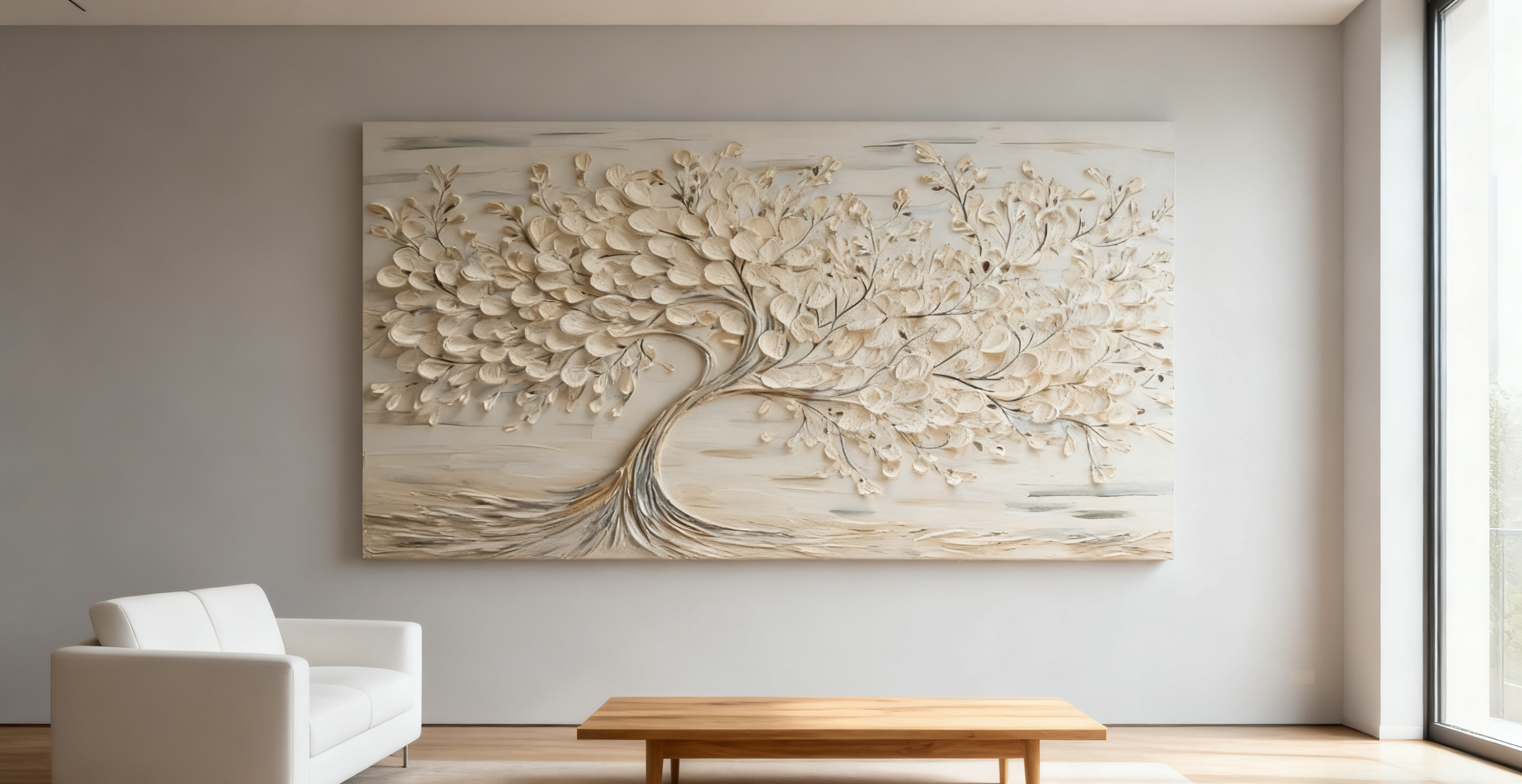 Hand-Painted 3D Tree Art on Canvas for Modern Living Rooms #FT 015