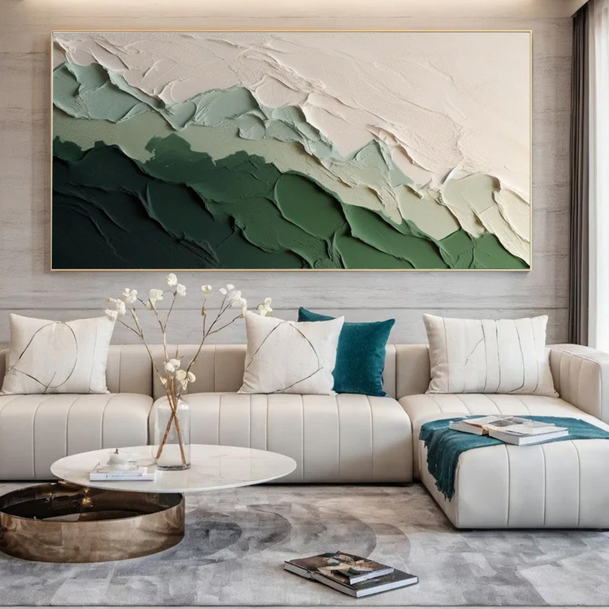 Ocean-themed oil painting wall decoration, hand-painted abstract artwork OP#001