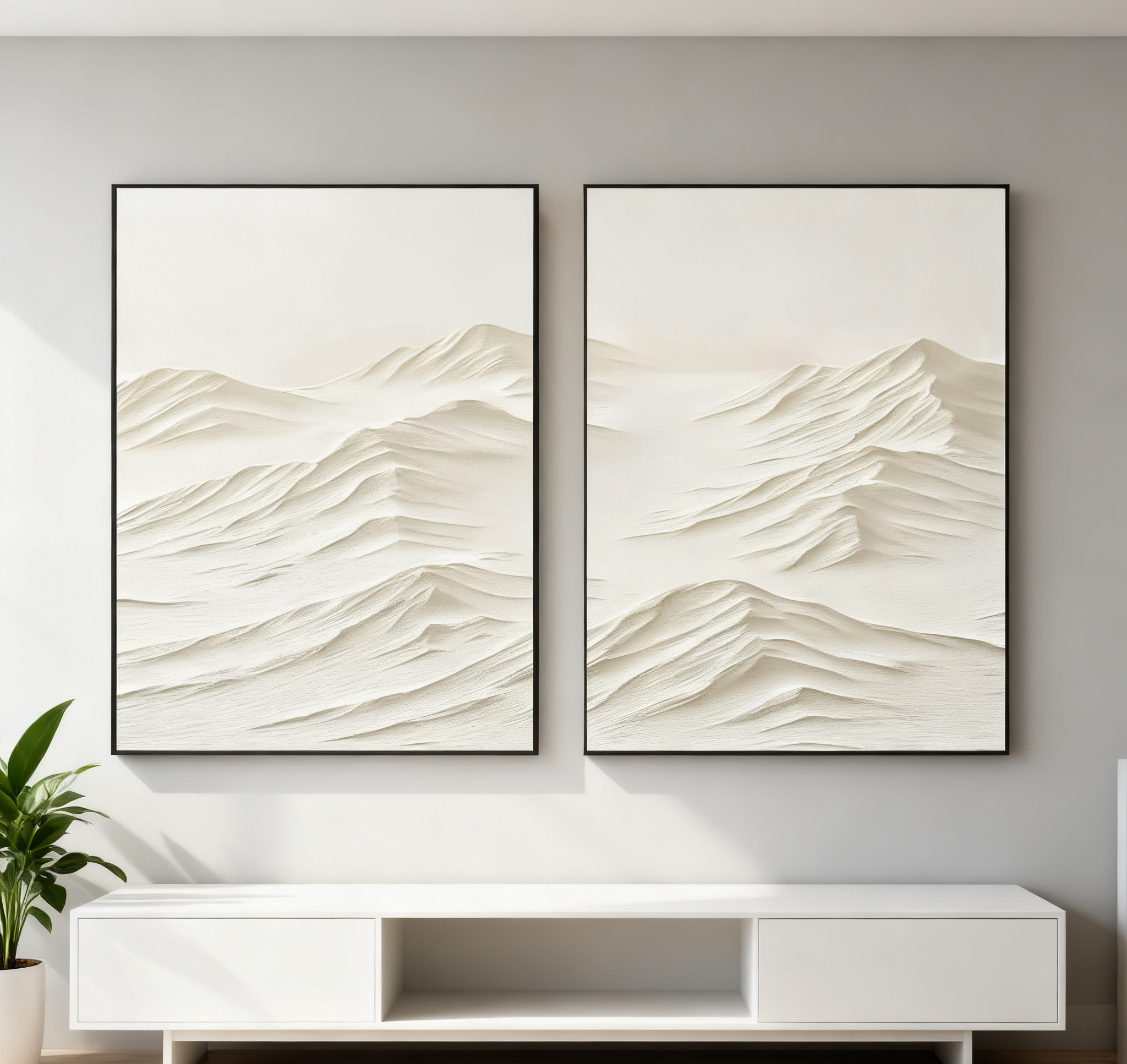 White Minimalist Painting Set Of 2 #WMS 002