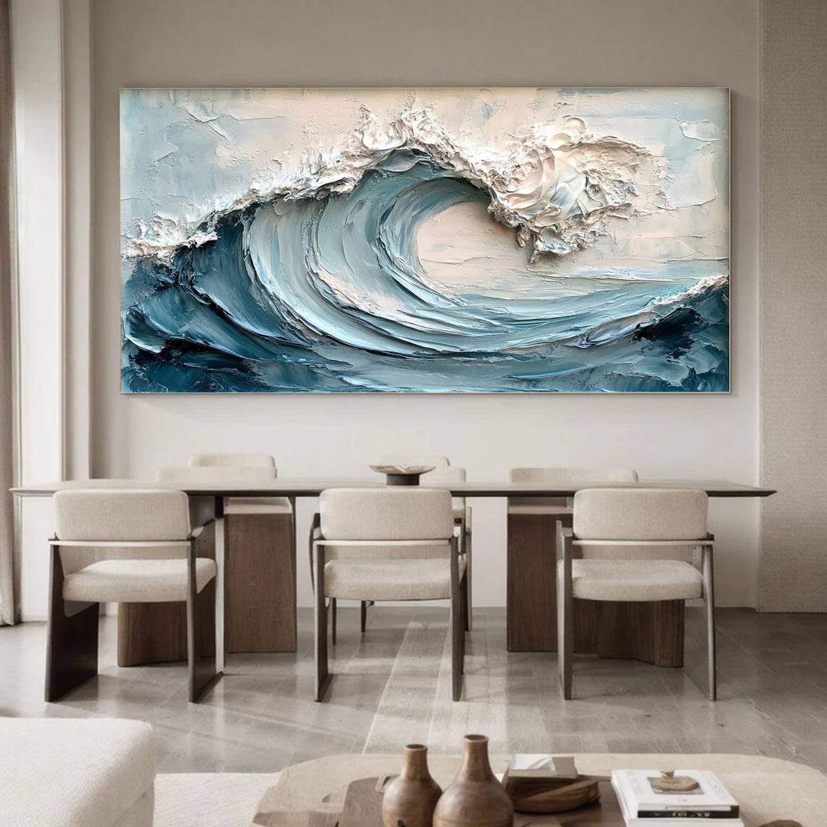 Ocean-themed oil painting wall decoration, hand-painted abstract artwork OP#010