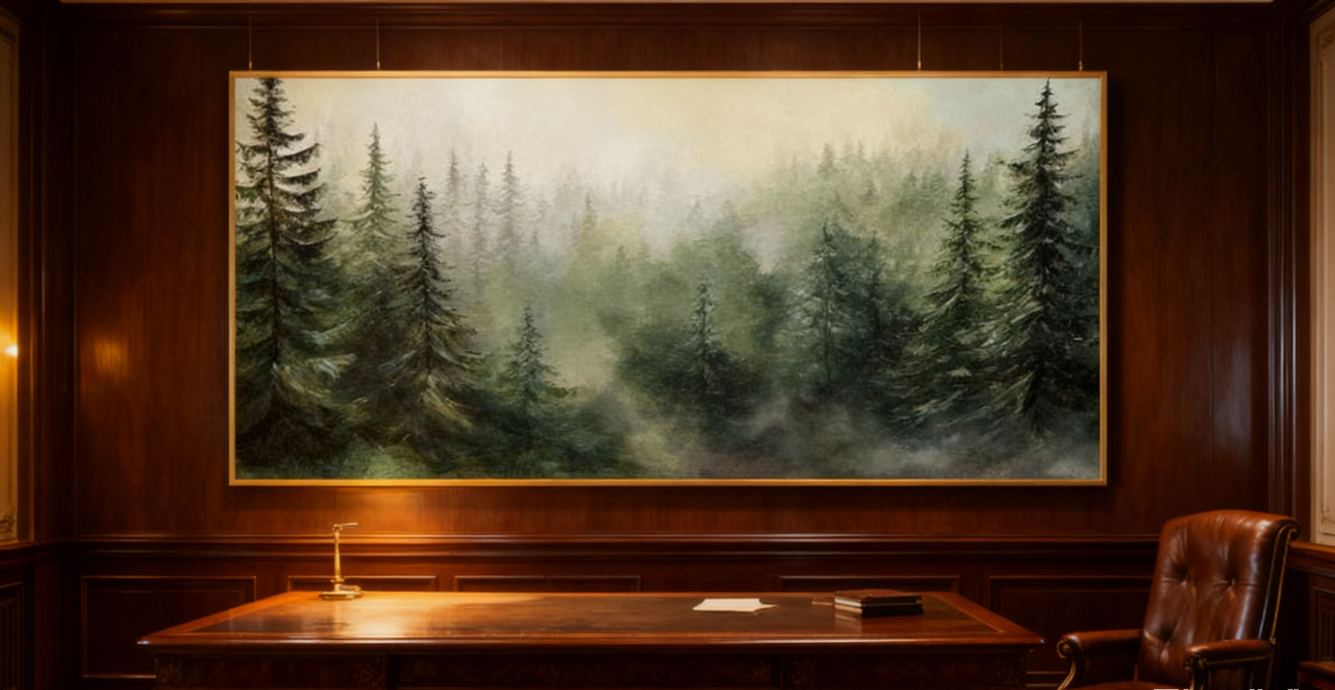 Modern Forest Wall Art Misty Pine Trees Oil Painting for Home Decor #FT 014