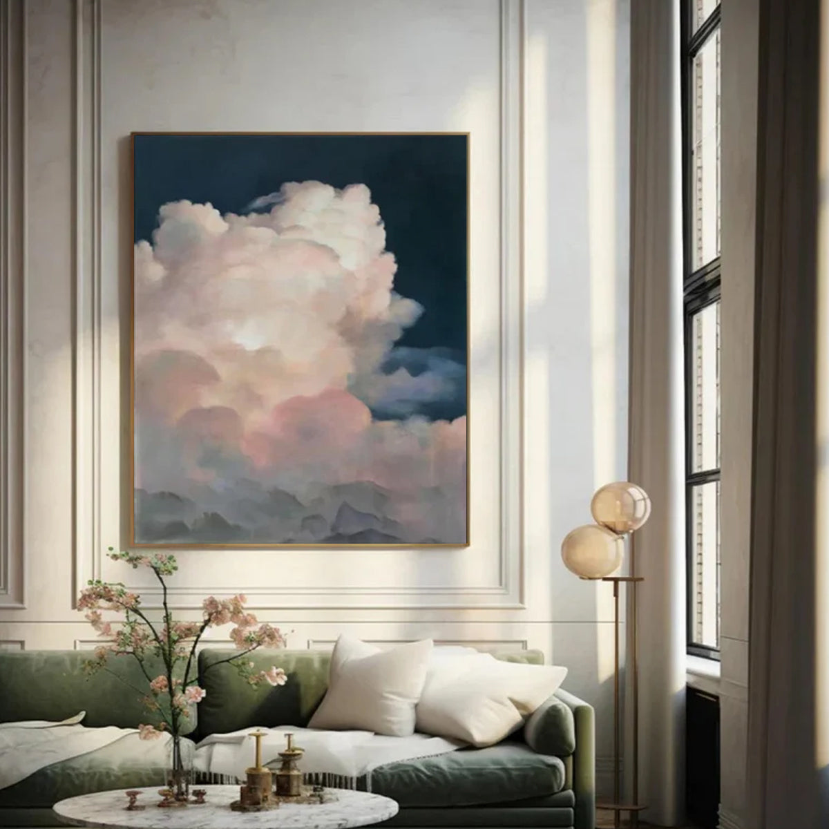 Sky-themed oil painting wall mural, hand-painted abstract artwork SP#001