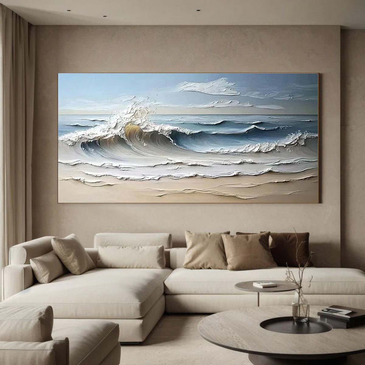Ocean-themed oil painting wall decoration, hand-painted abstract artwork OP#006
