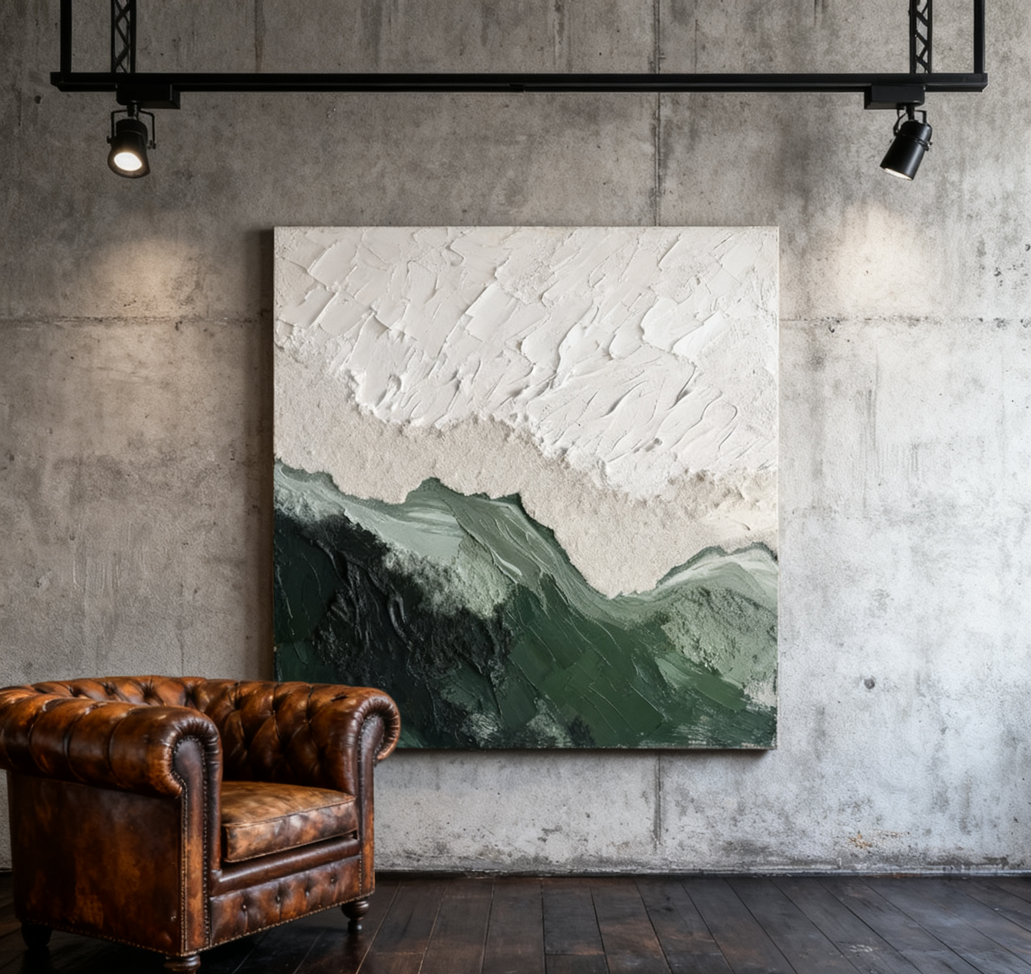 Blue & Green Minimalist Abstract Painting #BGM 001