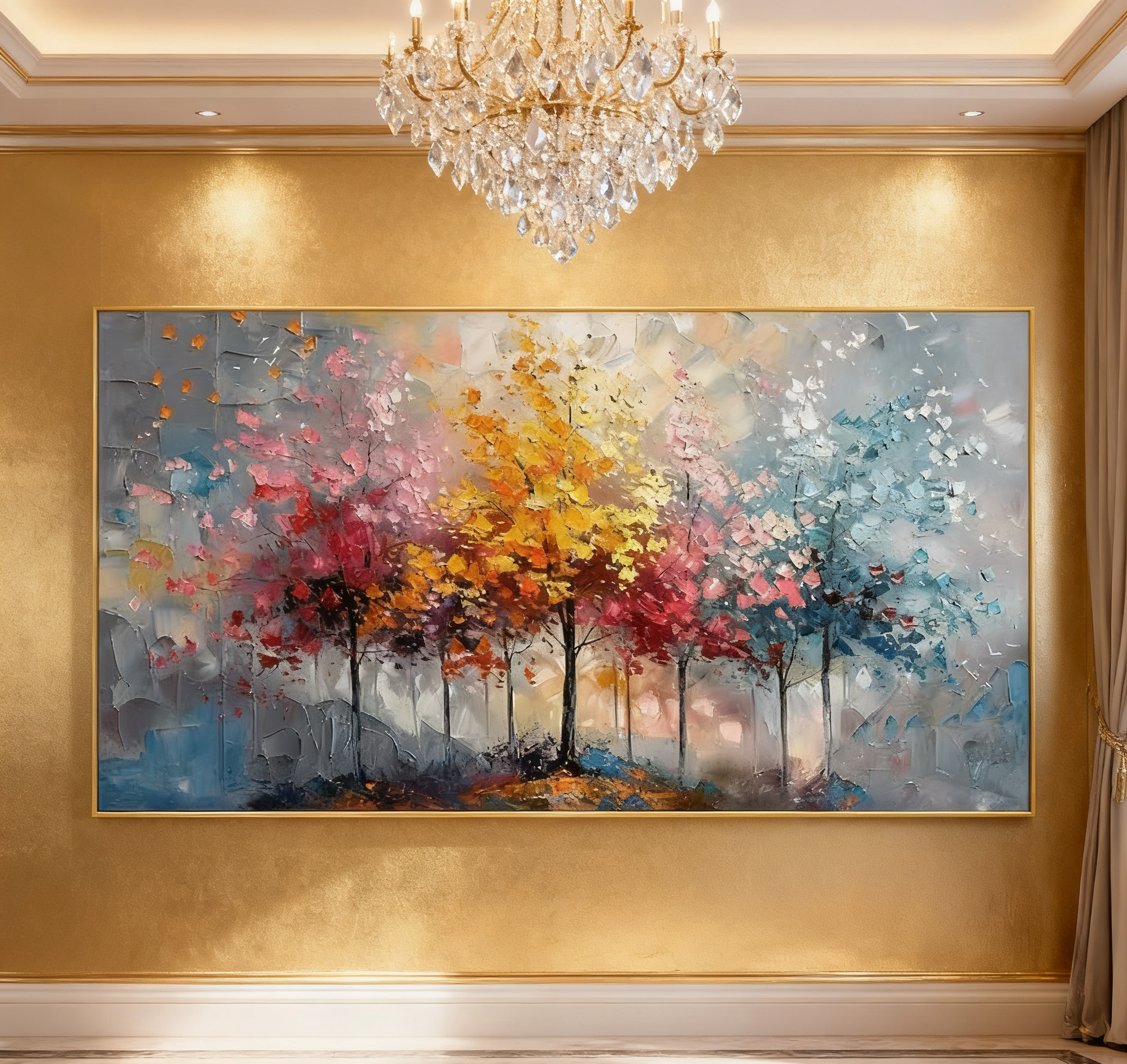 Large Colorful Tree Abstract Wall Art for Home Decor #FT 010