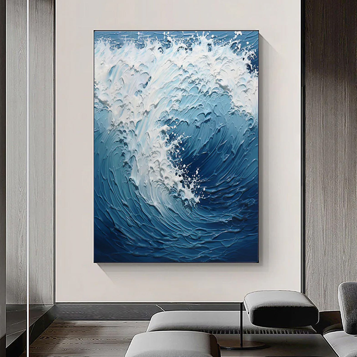 Ocean-themed oil painting wall decoration, hand-painted abstract artwork OP#002