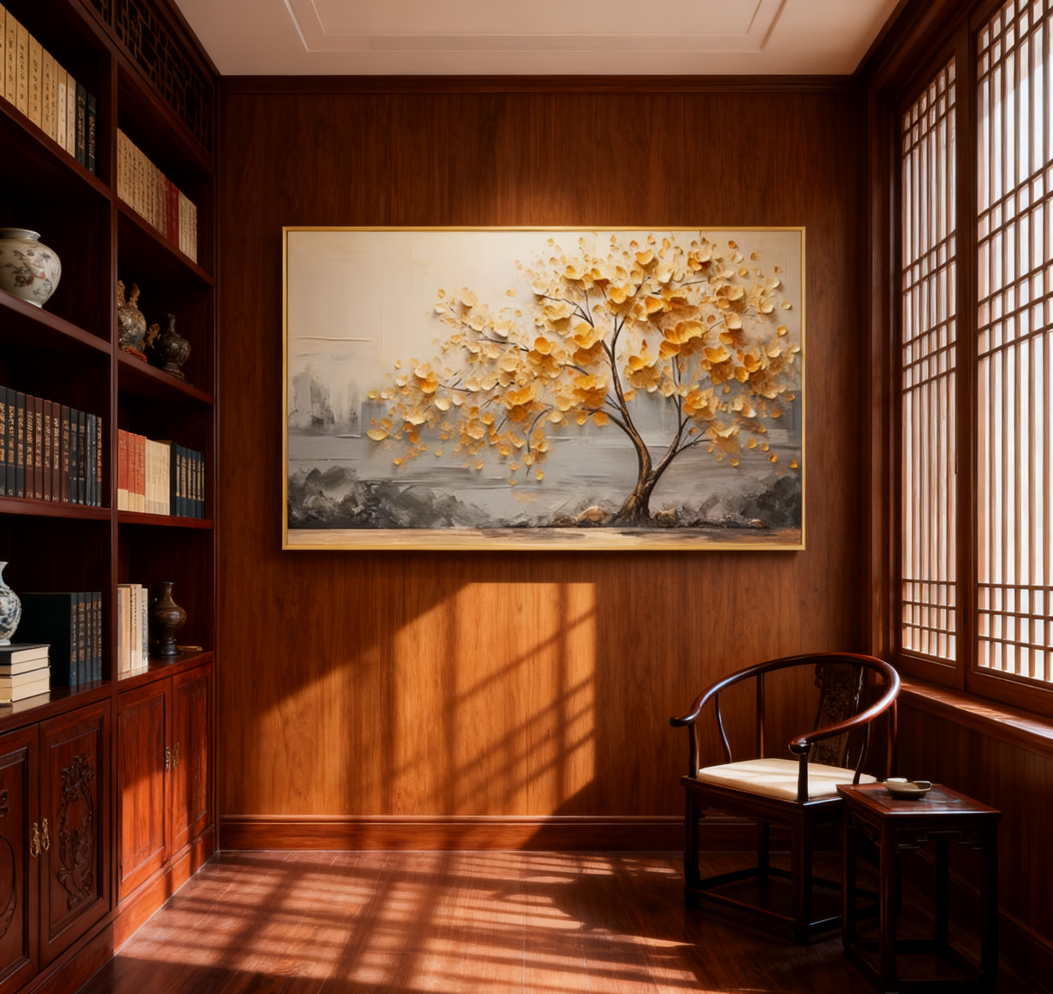 Golden Blossom Tree Art - Textured Wall Decor #BGM 010