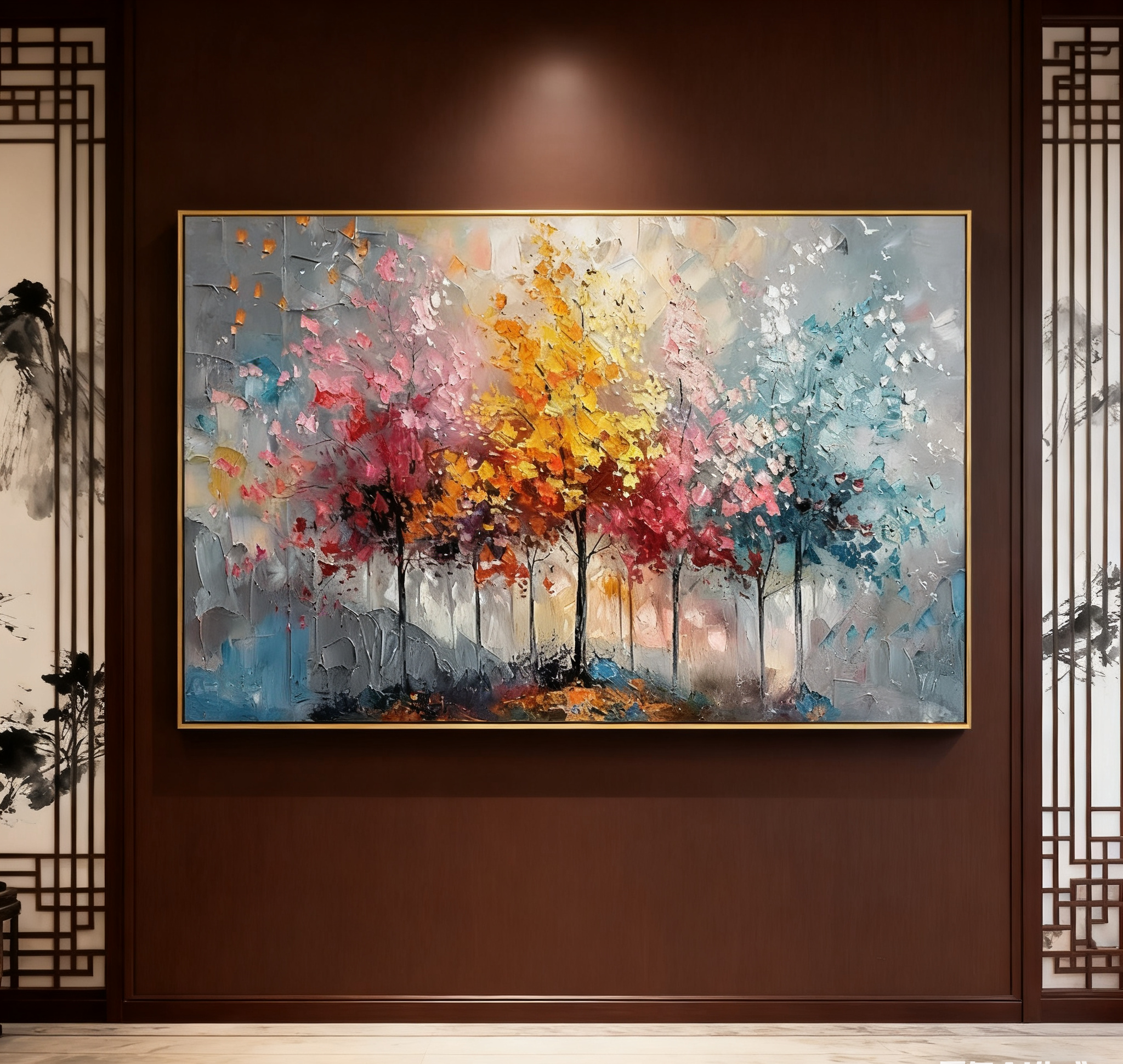 Large Colorful Tree Abstract Wall Art for Home Decor #FT 010