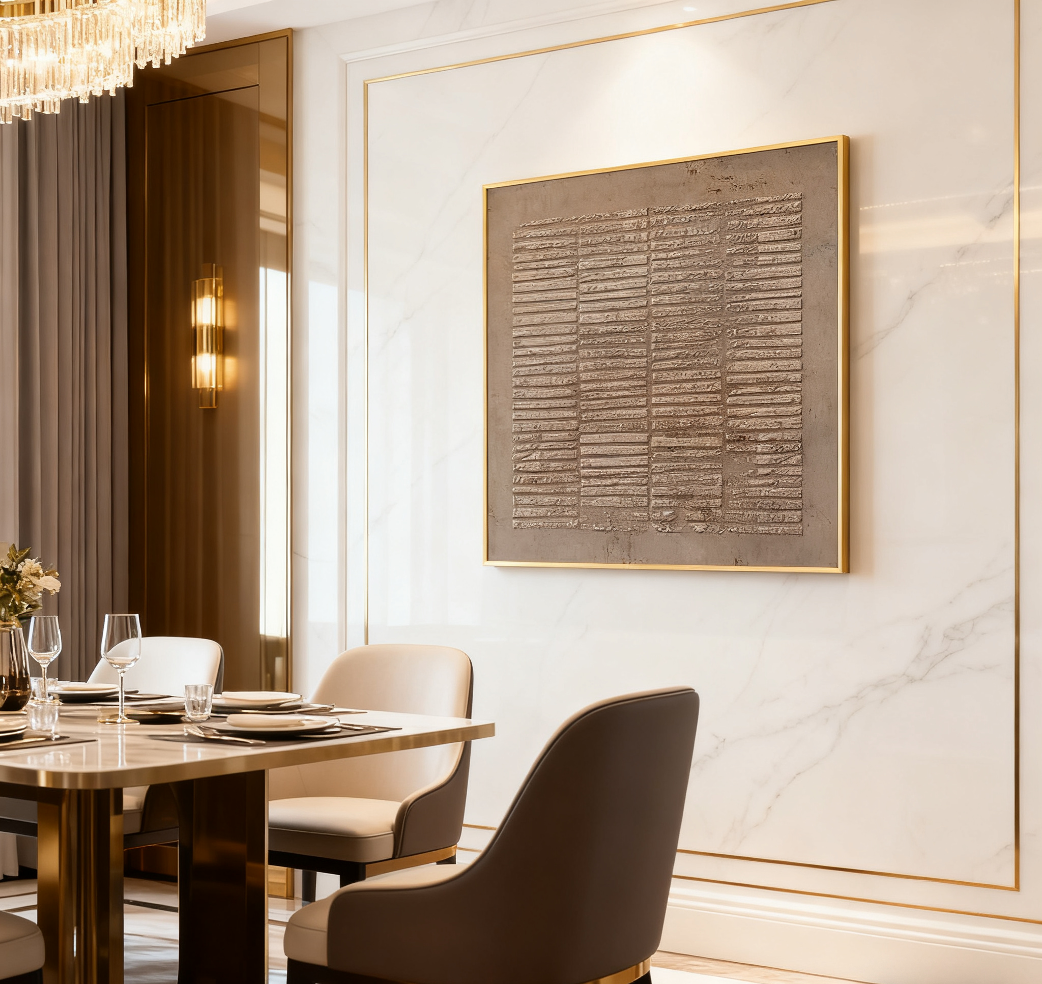 Beige & Brown Abstract Painting #CXA 028