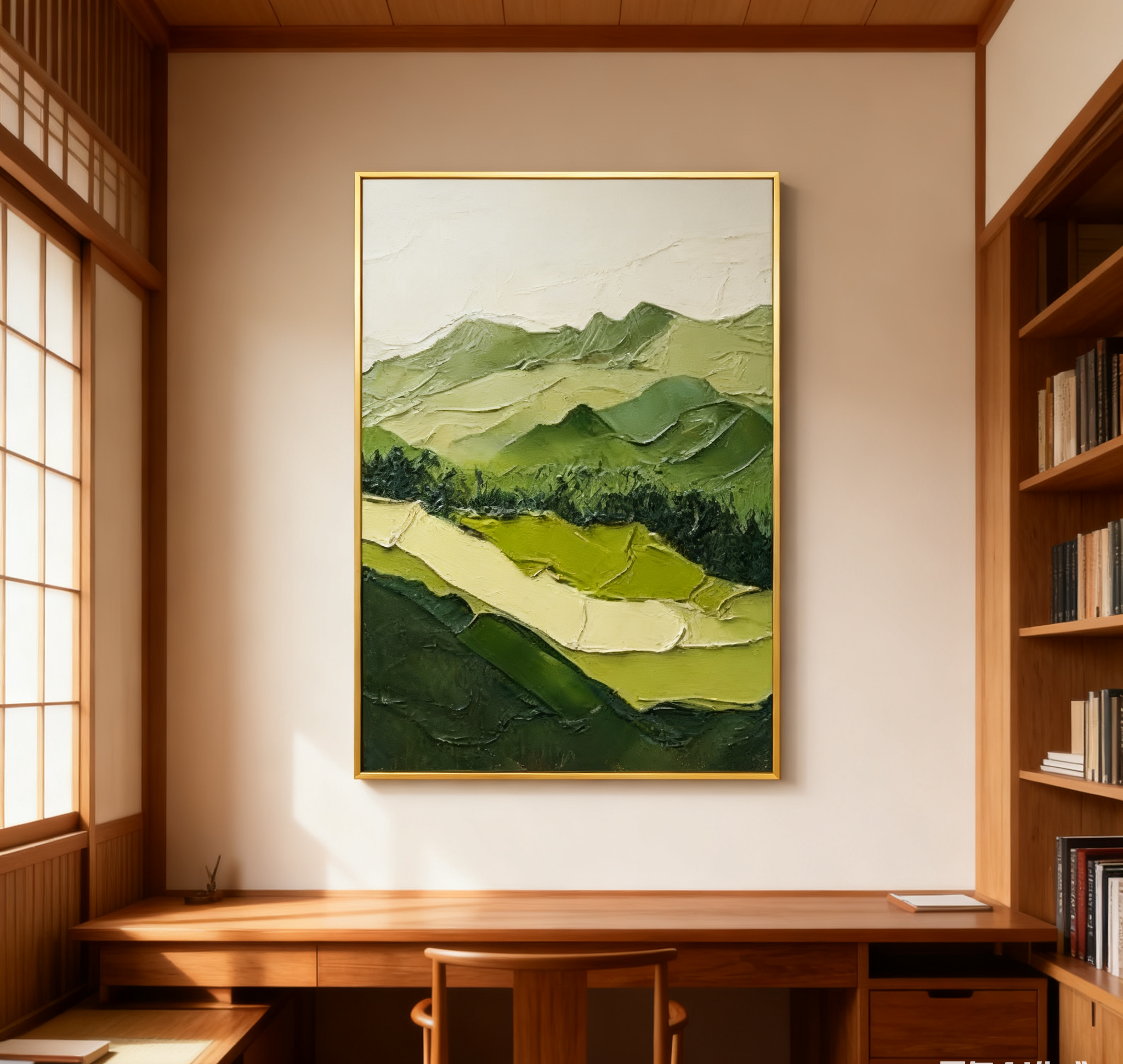 Modern Green Mountain Wall Art Nature-Inspired Decor for Contemporary Spaces #BGM 037