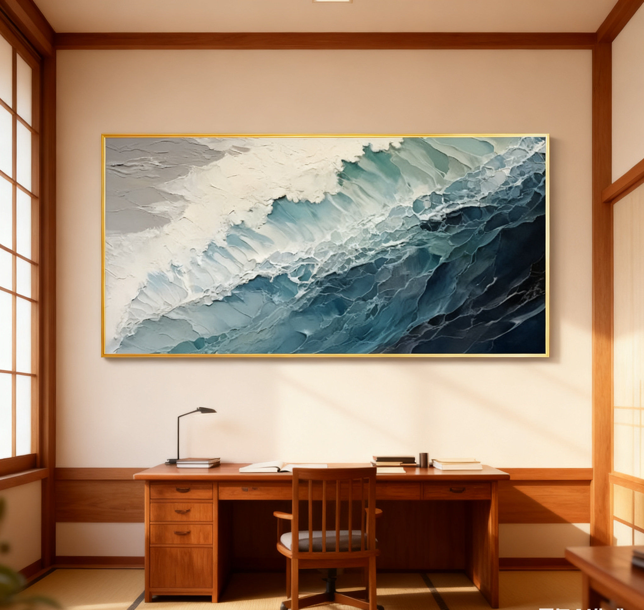 Blue & Green Minimalist Abstract Painting #BGM 002