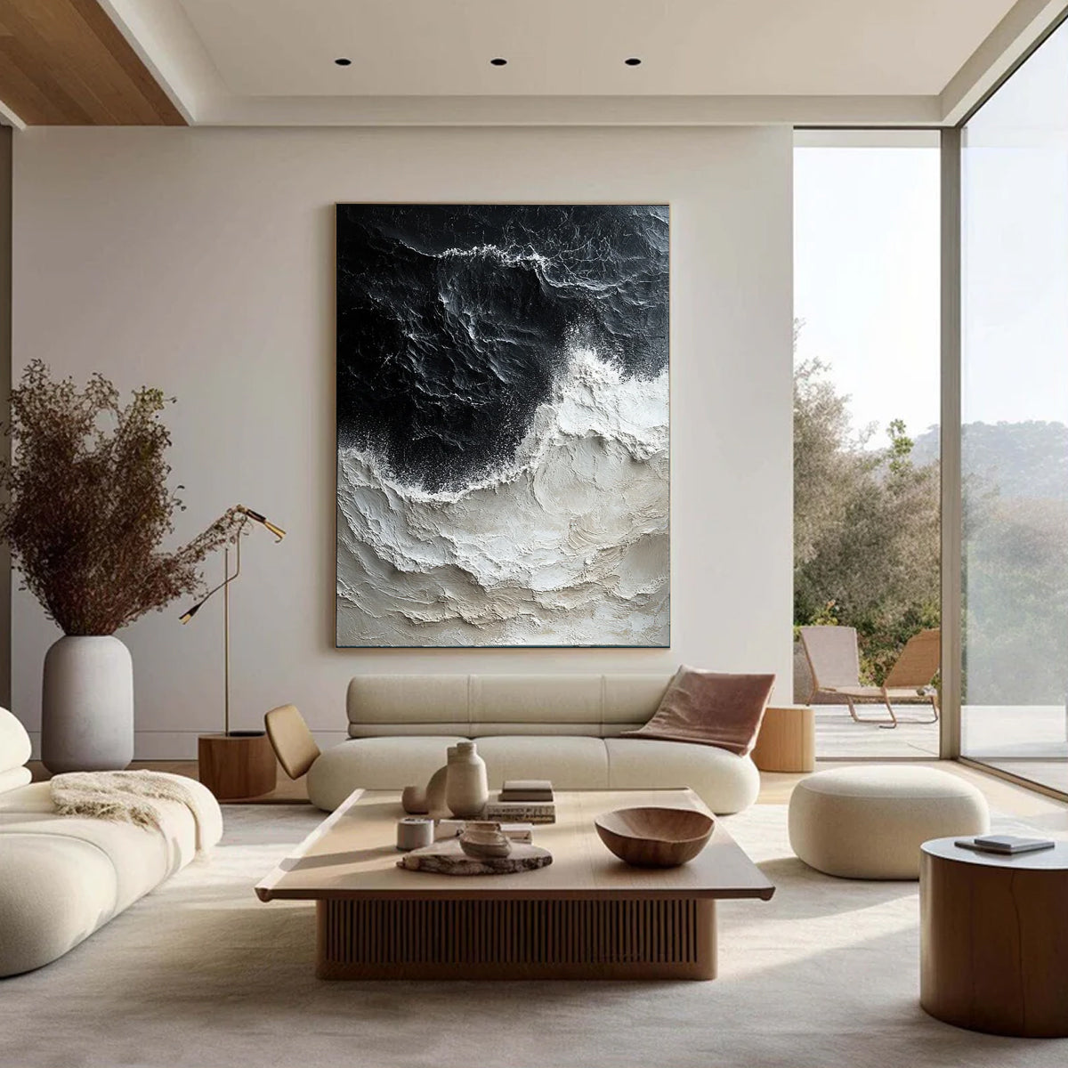 Ocean-themed oil painting wall decoration, hand-painted abstract artwork OP#008