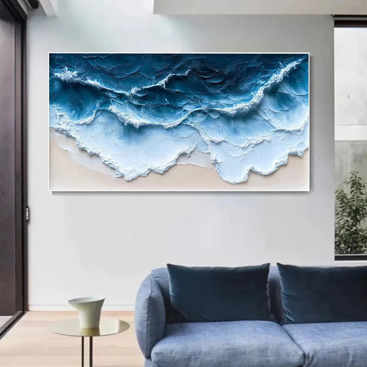 Ocean-themed oil painting wall decoration, hand-painted abstract artwork OP#011