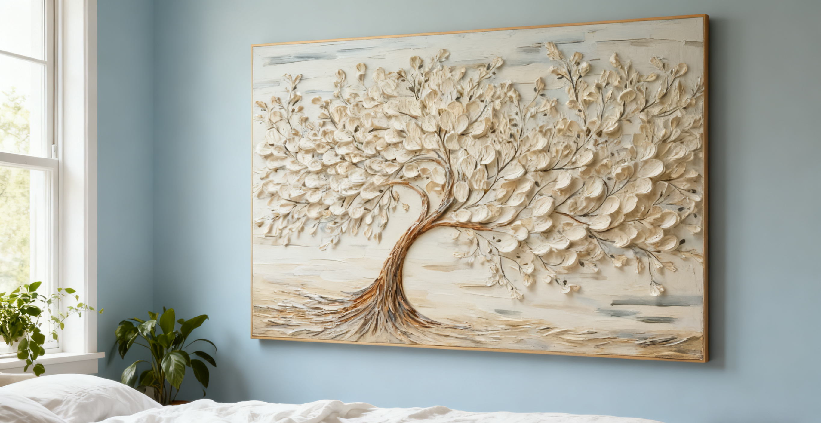Hand-Painted 3D Tree Art on Canvas for Modern Living Rooms #FT 015