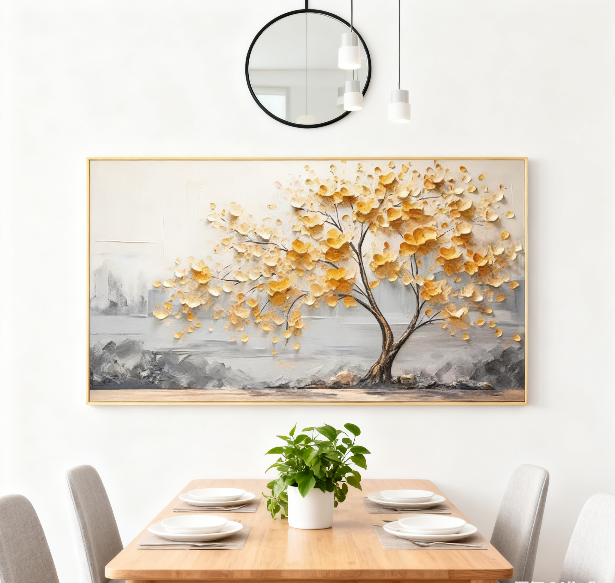 Golden Blossom Tree Art - Textured Wall Decor #BGM 010