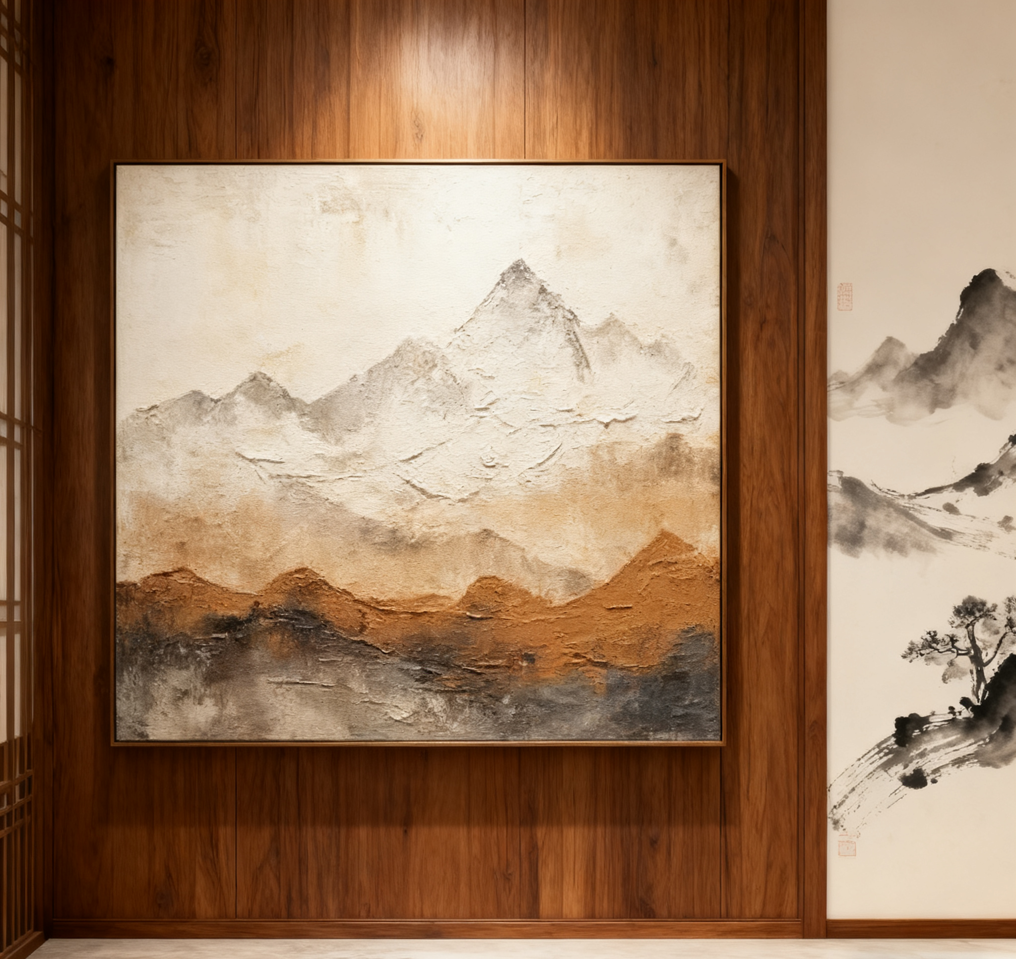 Earthy Peaks Contemporary Textured Mountain Wall Art #BGA 153