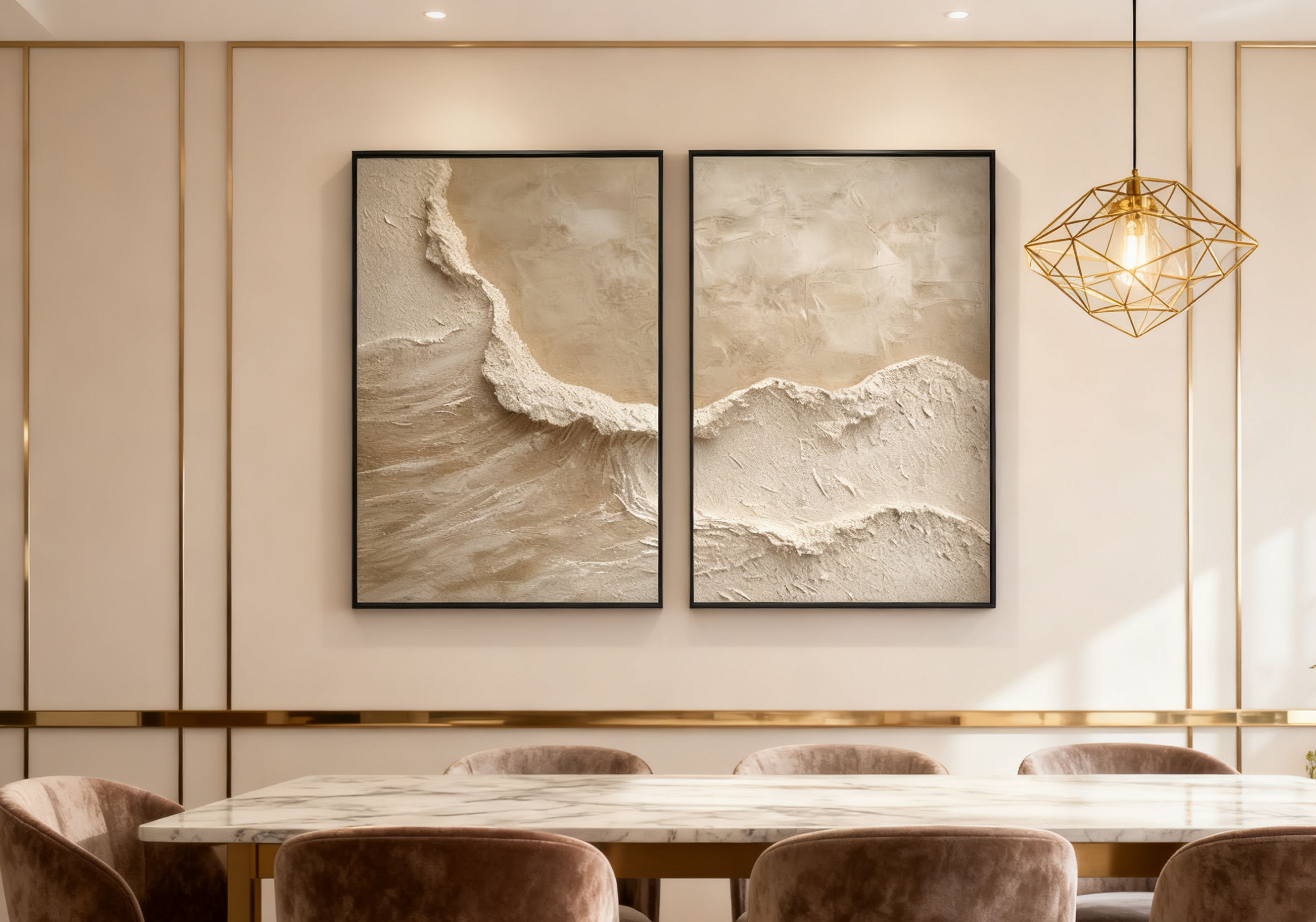 Beige & Brown Minimalist Painting Set Of 2 #BBS 004