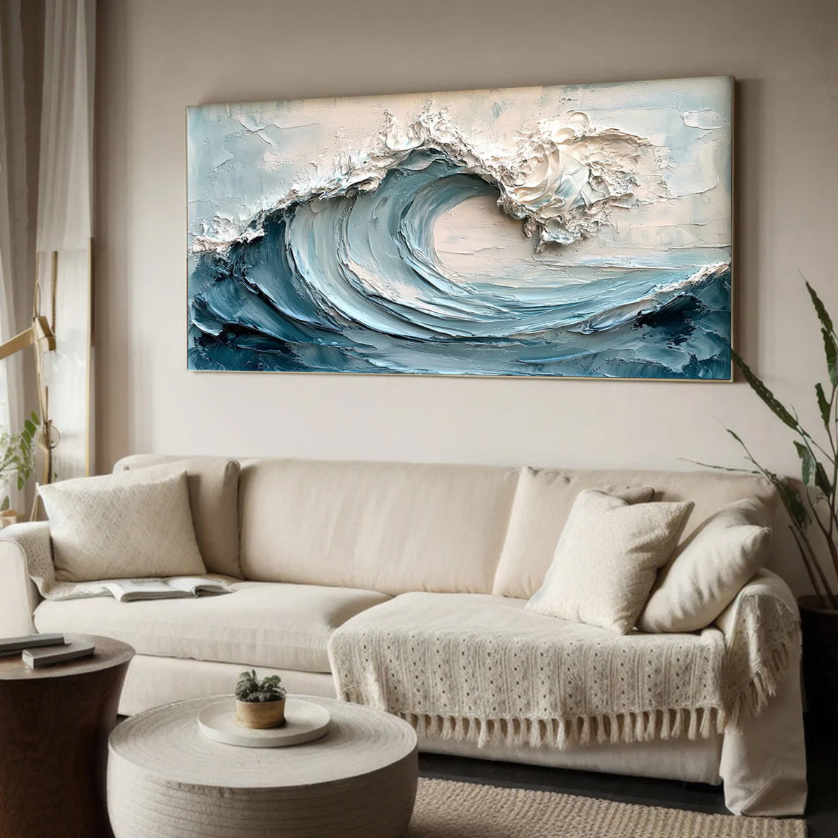 Ocean-themed oil painting wall decoration, hand-painted abstract artwork OP#010