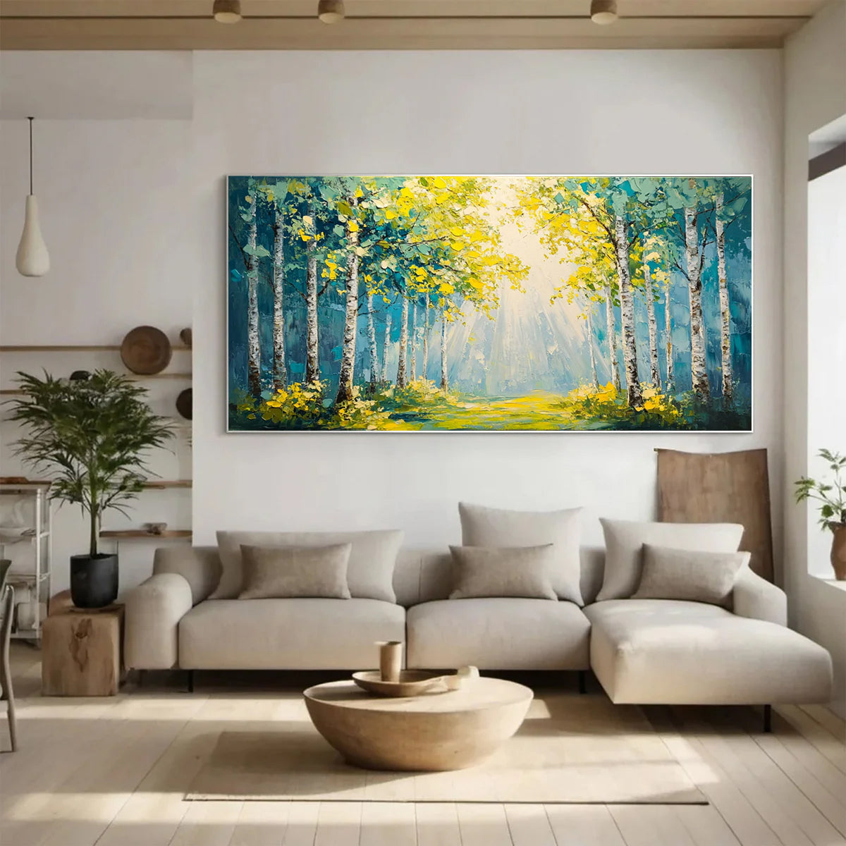 Flower and tree oil painting wall mural, hand-painted abstract artwork FP#002