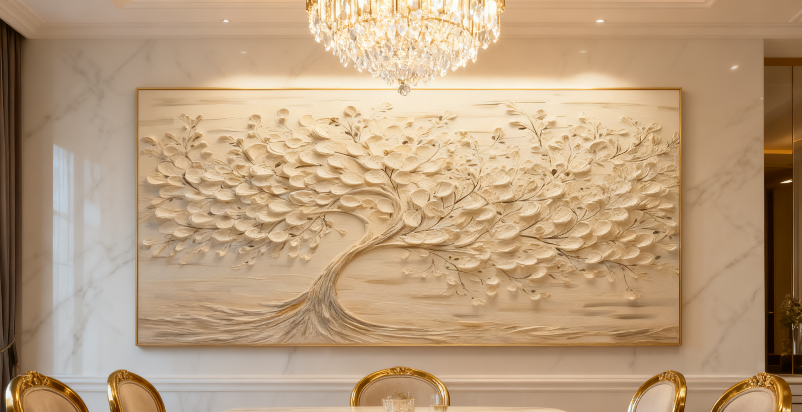 Hand-Painted 3D Tree Art on Canvas for Modern Living Rooms #FT 015