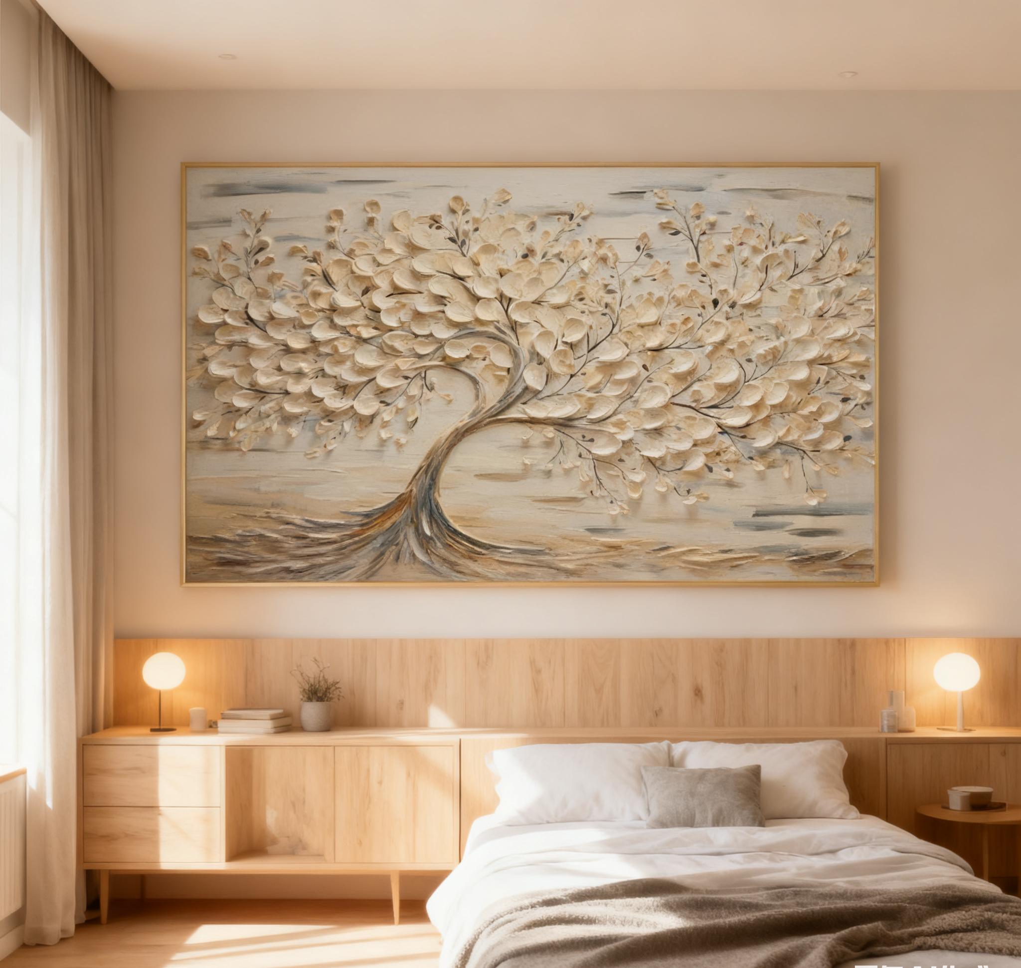 Hand-Painted 3D Tree Art on Canvas for Modern Living Rooms #FT 015