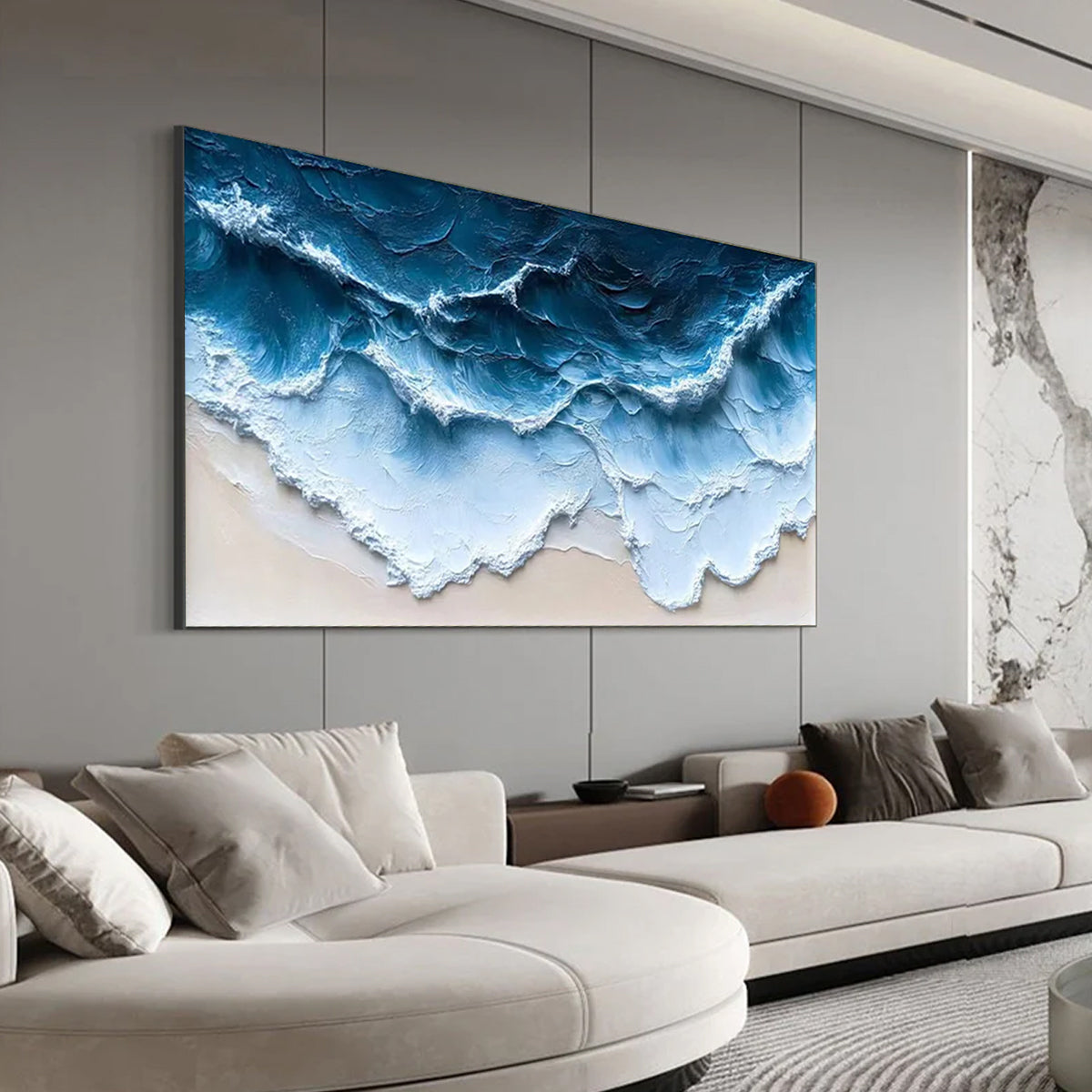 Ocean-themed oil painting wall decoration, hand-painted abstract artwork OP#011