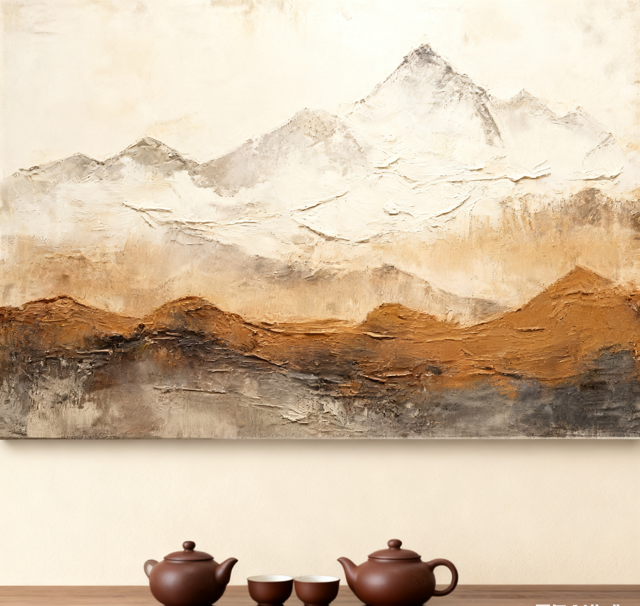 Earthy Peaks Contemporary Textured Mountain Wall Art #BGA 153
