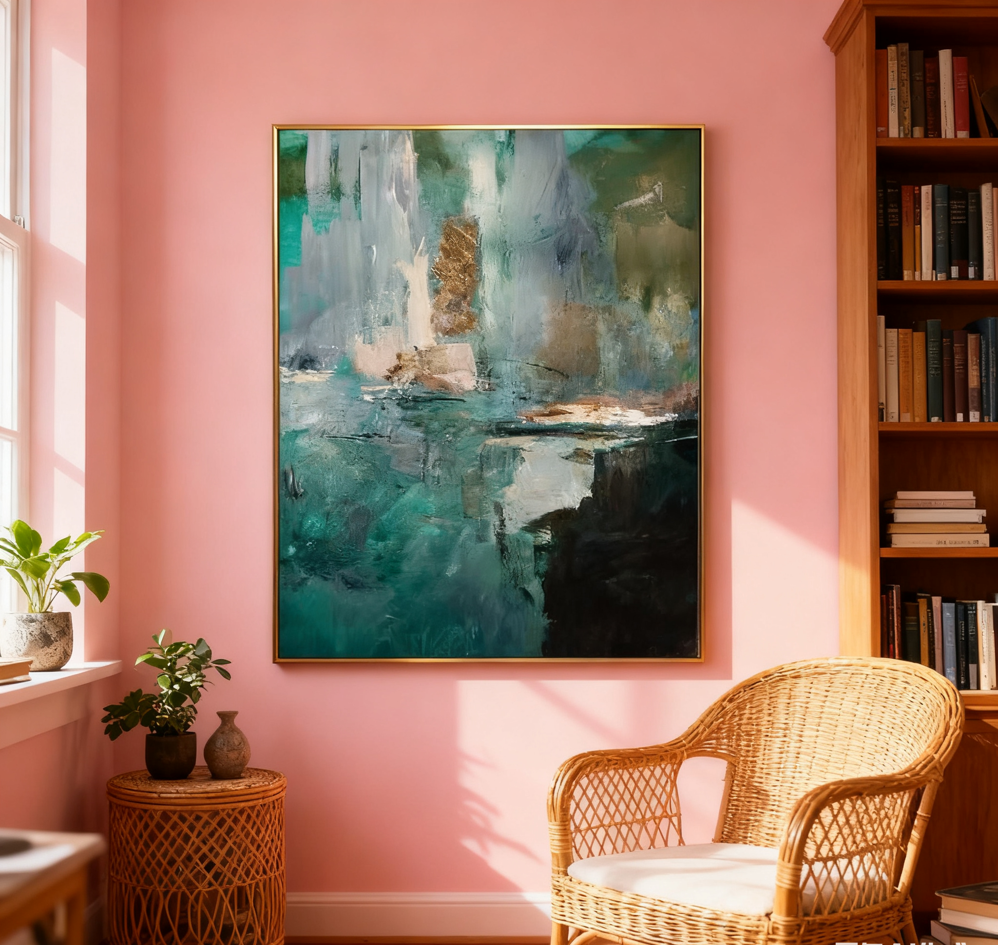 Blue & Green Abstract Painting #LL 008