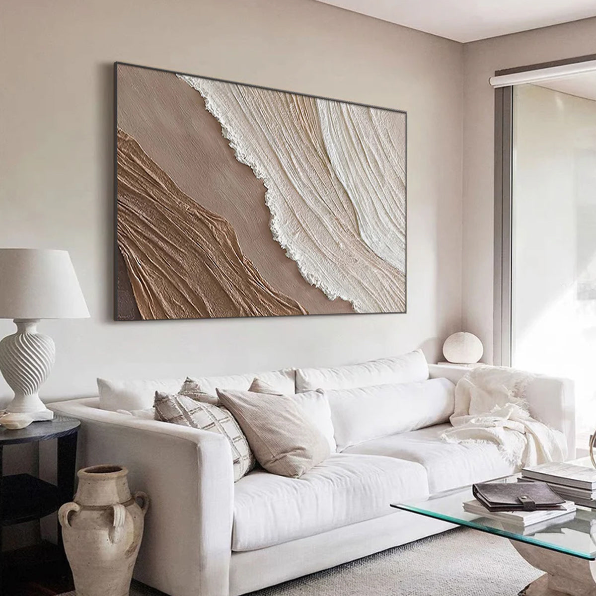 Ocean-themed oil painting wall decoration, hand-painted abstract artwork OP#012