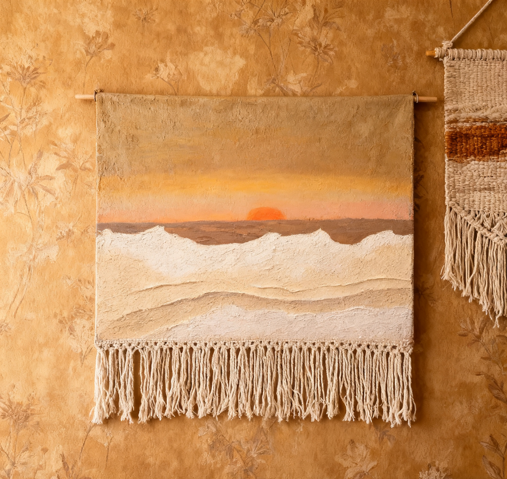 Contemporary Abstract with Textured Band, Minimalist Landscape #BGA 171