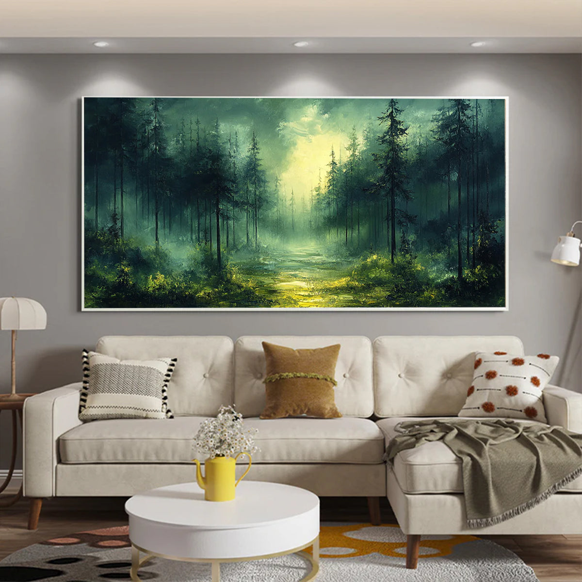 Flower and tree oil painting wall mural, hand-painted abstract artwork FP#001