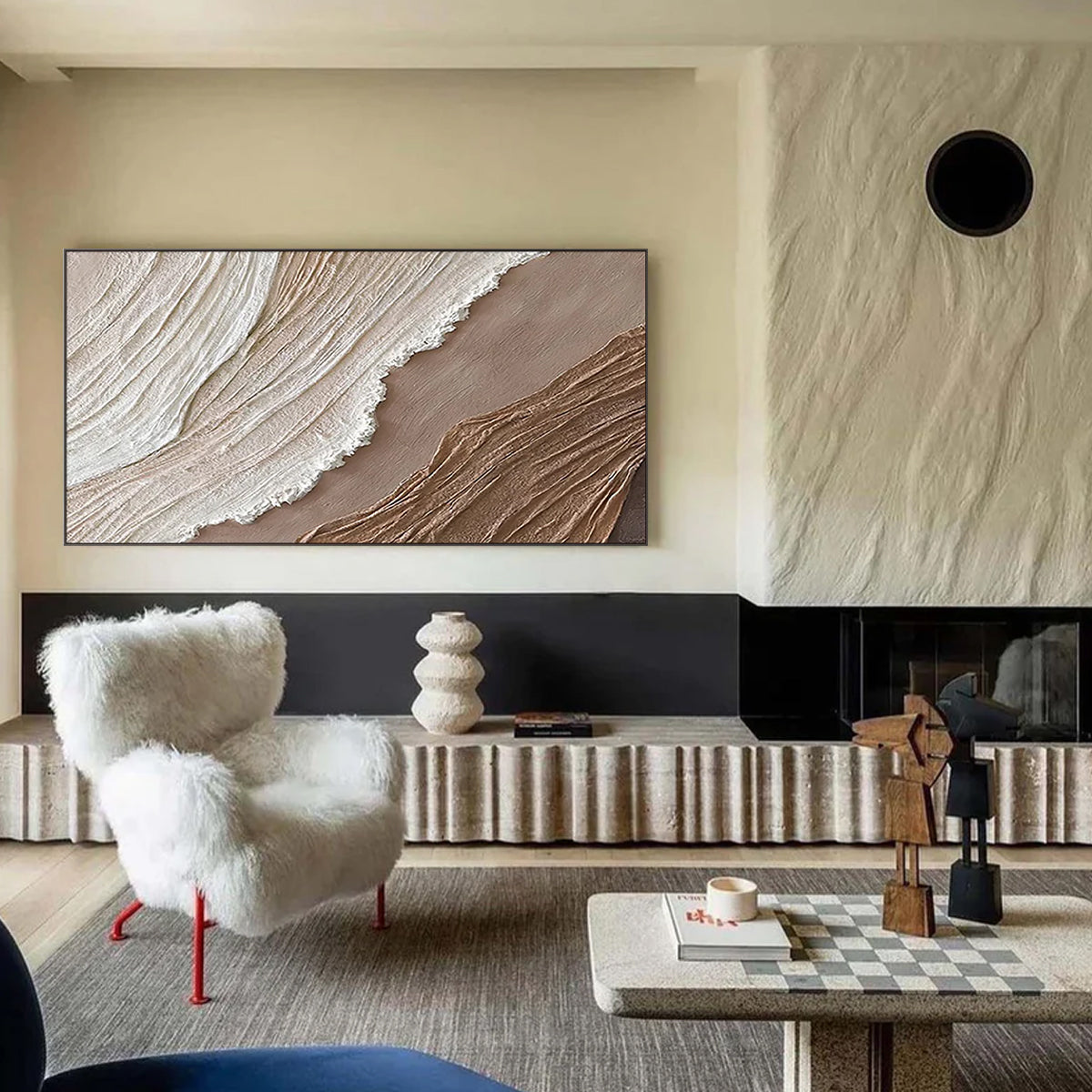 Ocean-themed oil painting wall decoration, hand-painted abstract artwork OP#012