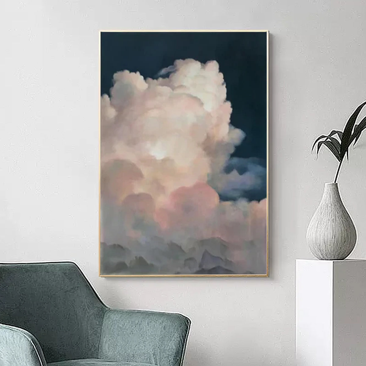 Sky-themed oil painting wall mural, hand-painted abstract artwork SP#001