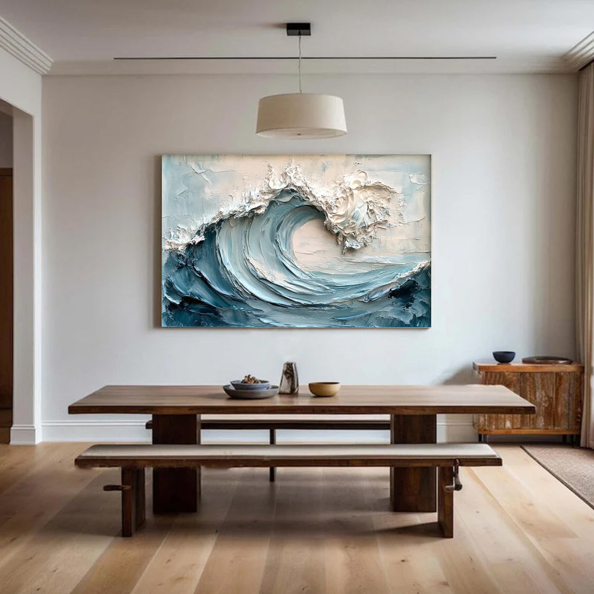 Ocean-themed oil painting wall decoration, hand-painted abstract artwork OP#010