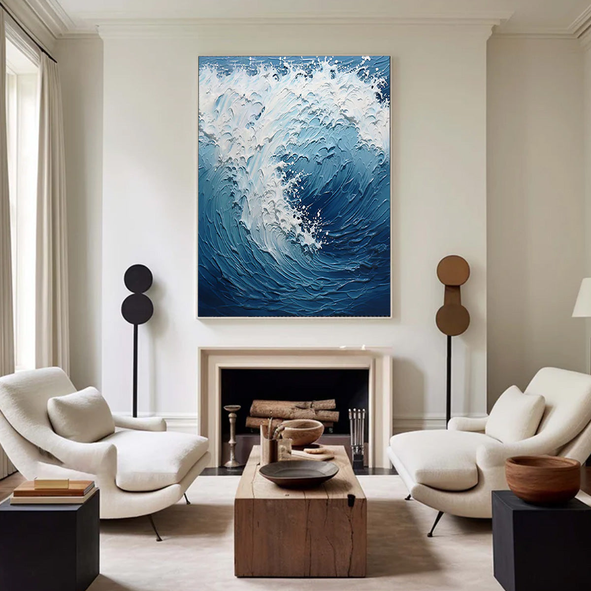 Ocean-themed oil painting wall decoration, hand-painted abstract artwork OP#002