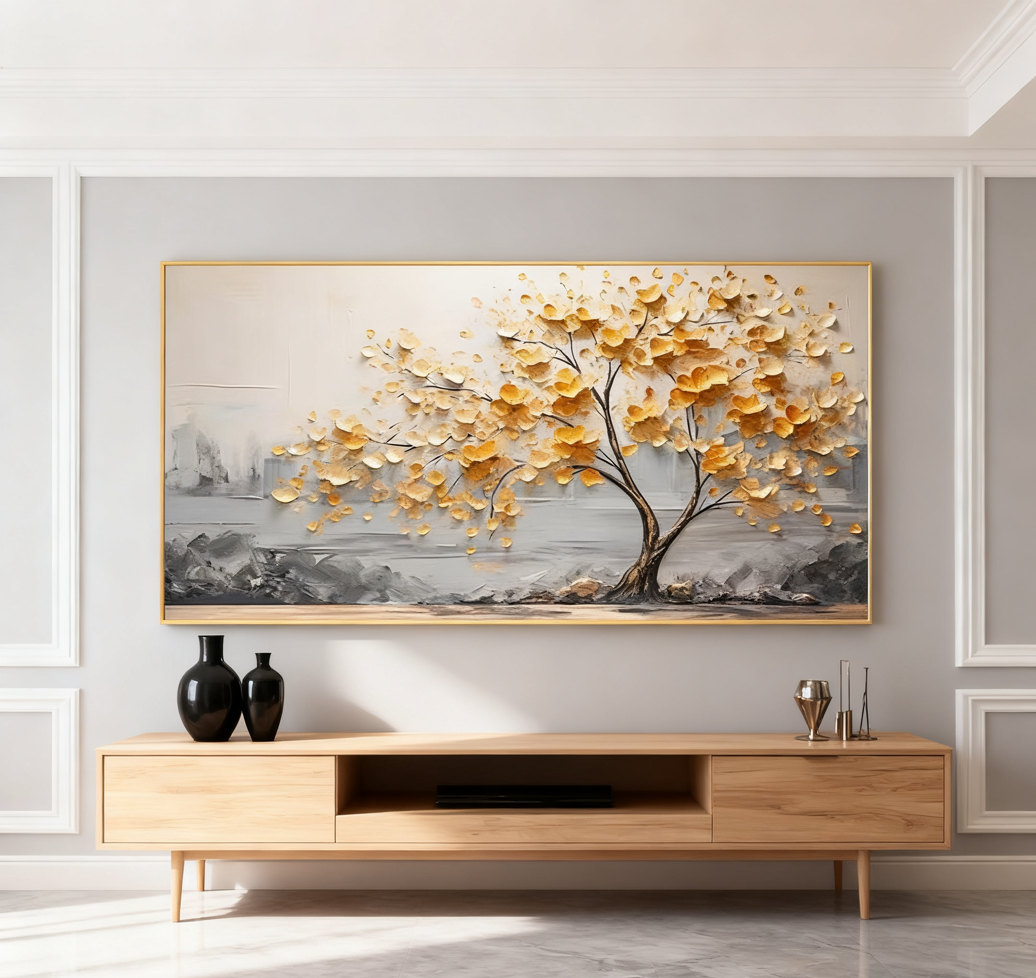 Golden Blossom Tree Art - Textured Wall Decor #BGM 010
