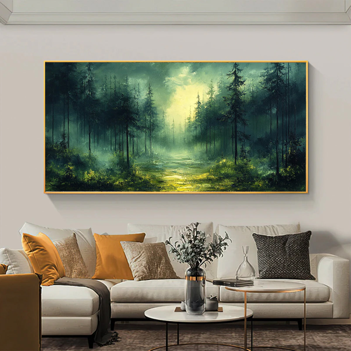 Flower and tree oil painting wall mural, hand-painted abstract artwork FP#001