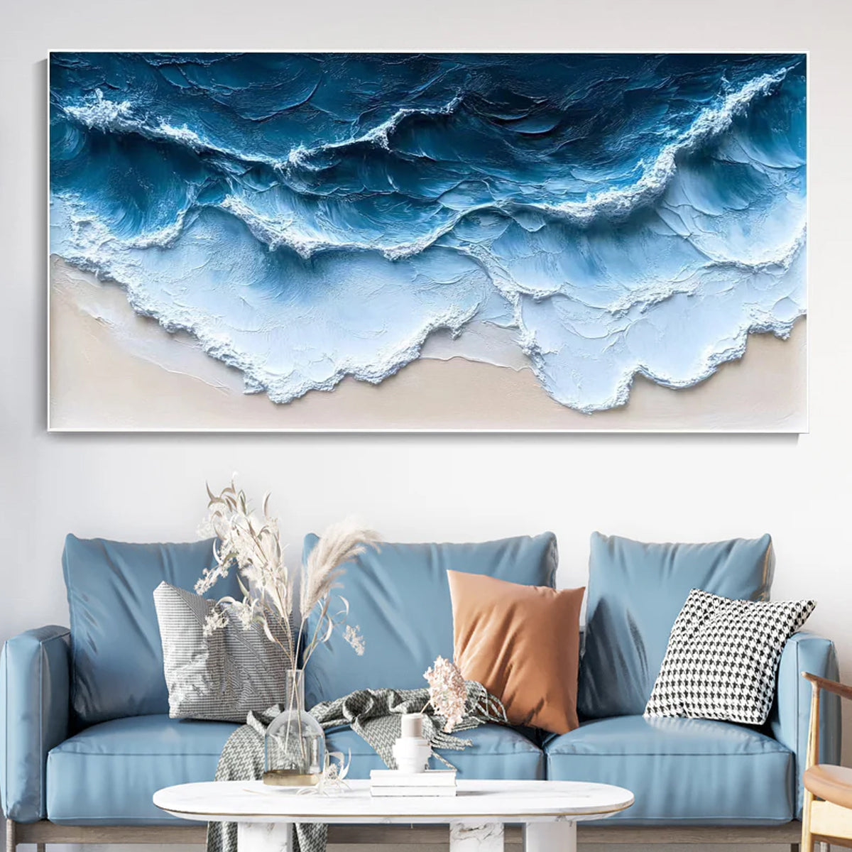 Ocean-themed oil painting wall decoration, hand-painted abstract artwork OP#011