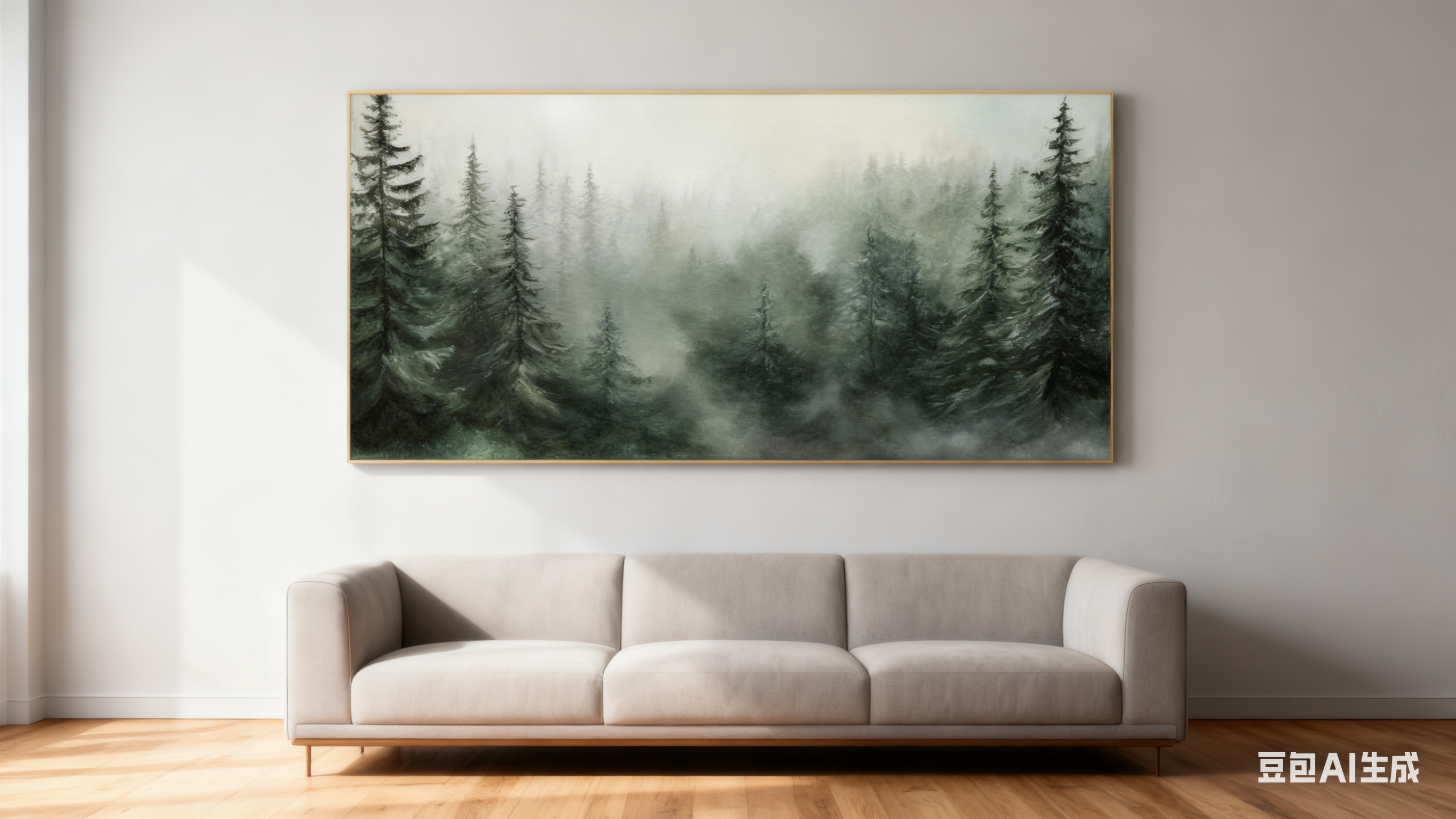 Modern Forest Wall Art Misty Pine Trees Oil Painting for Home Decor #FT 014