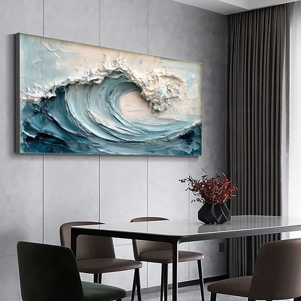 Ocean-themed oil painting wall decoration, hand-painted abstract artwork OP#010