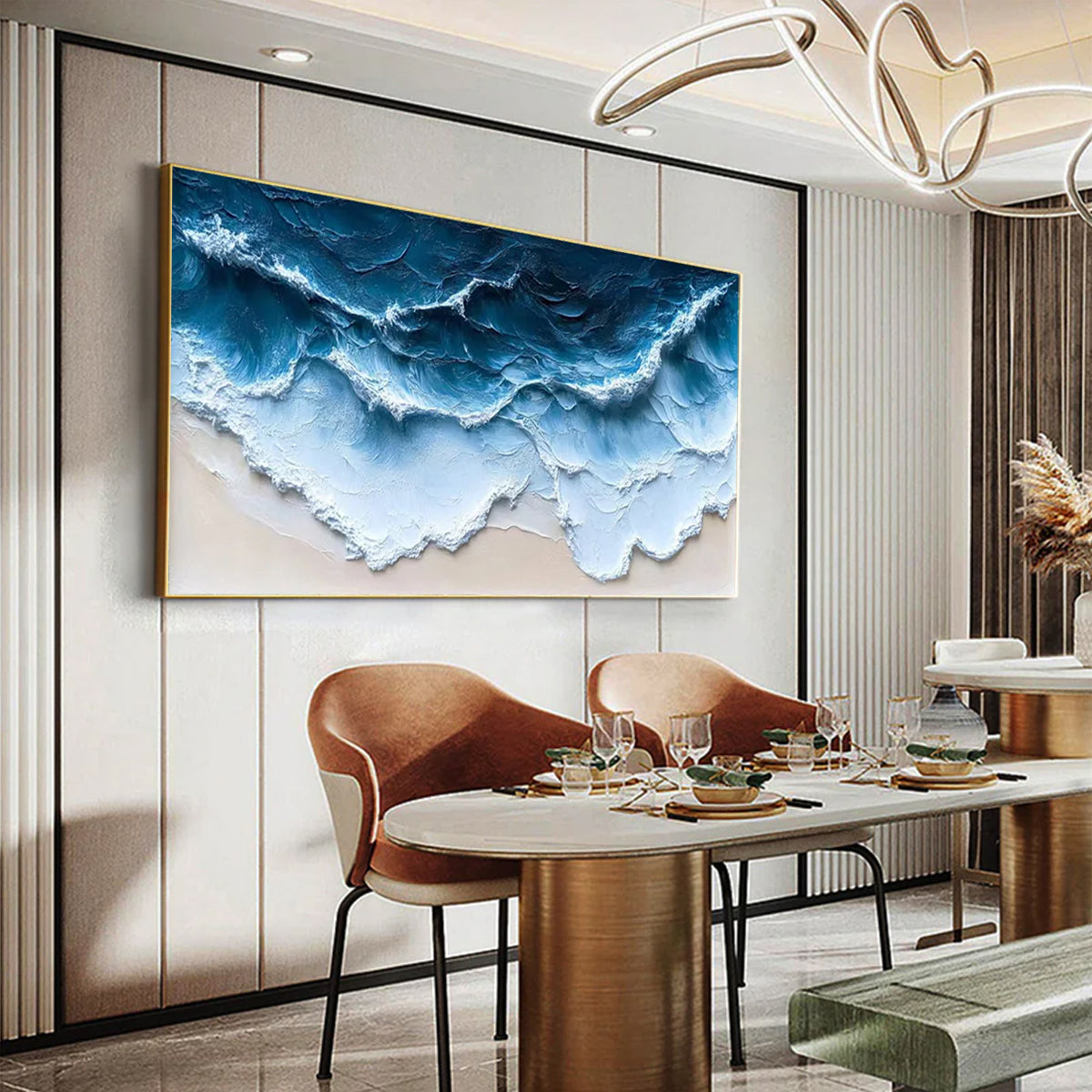 Ocean-themed oil painting wall decoration, hand-painted abstract artwork OP#011