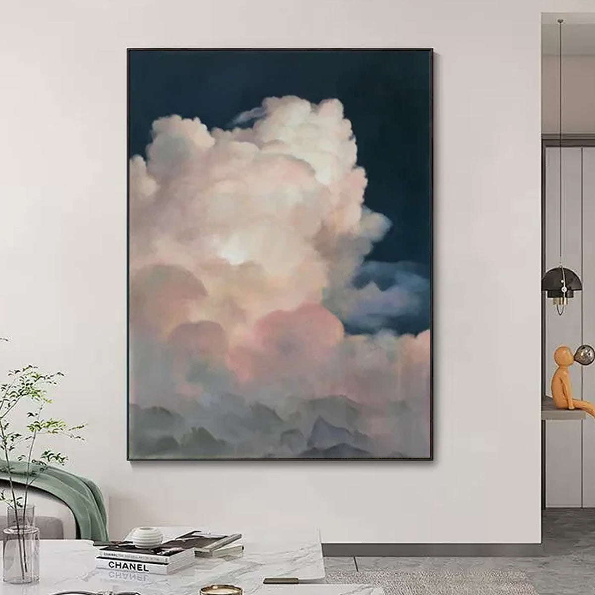 Sky-themed oil painting wall mural, hand-painted abstract artwork SP#001