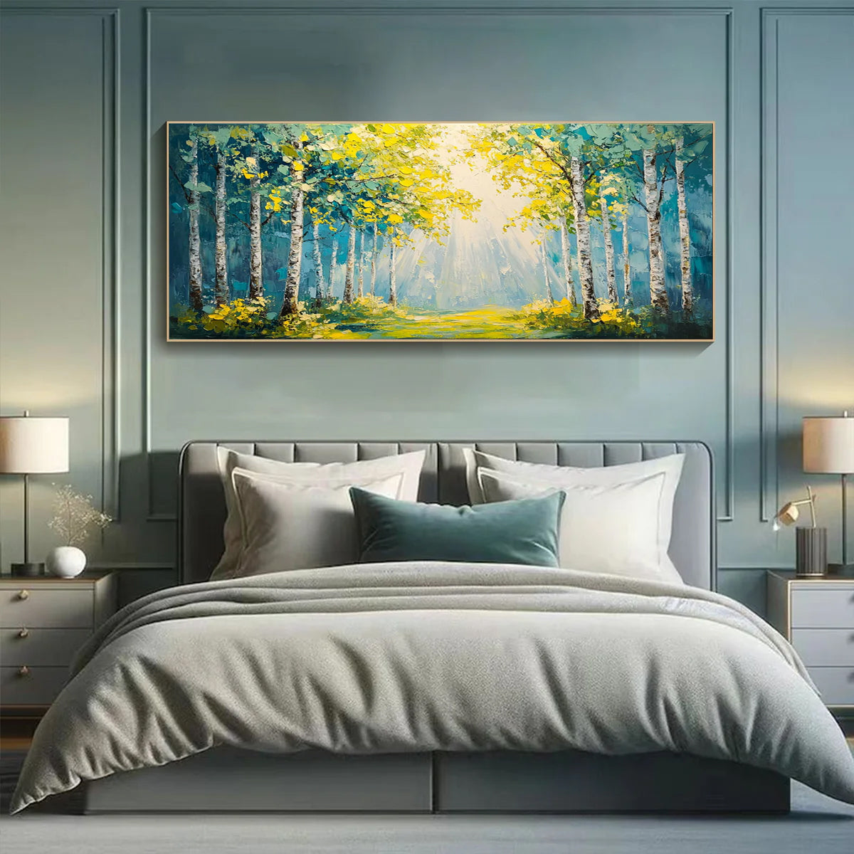 Flower and tree oil painting wall mural, hand-painted abstract artwork FP#002