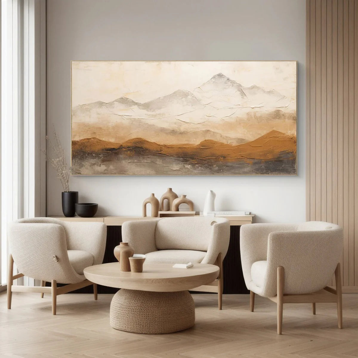 Earthy Peaks Contemporary Textured Mountain Wall Art #BGA 153