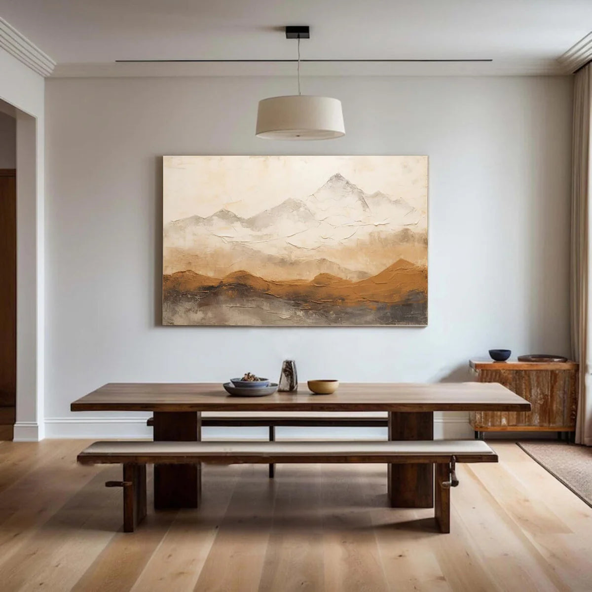 Earthy Peaks Contemporary Textured Mountain Wall Art #BGA 153