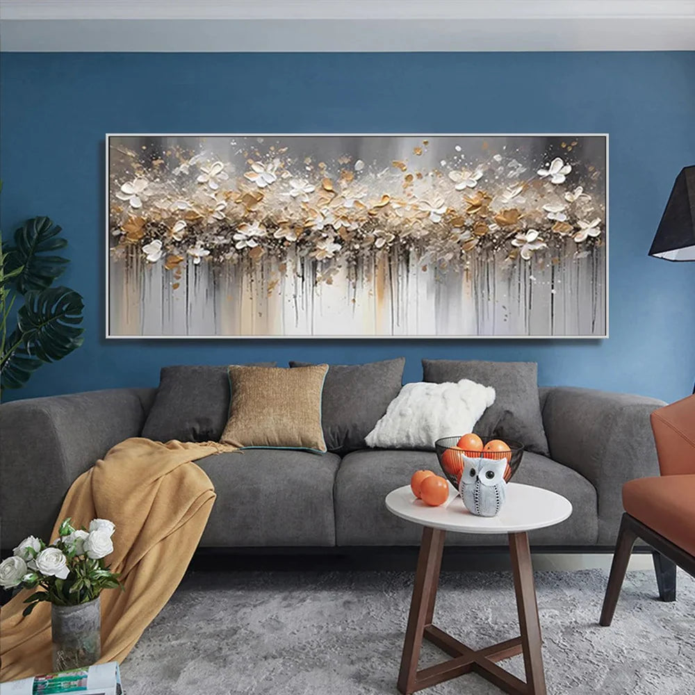 Modern Abstract Floral Wall Art with Golden Highlights #BGA 011